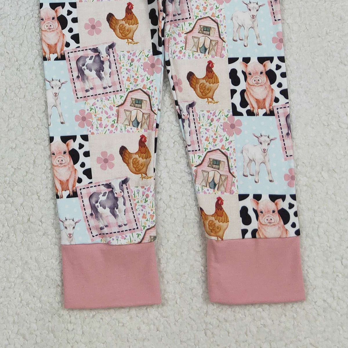 12.6 RTS NO MOQ （In stock）GLP2805 Baby Girls Pigs Chicks Top Pants Farm Pajamas Sets