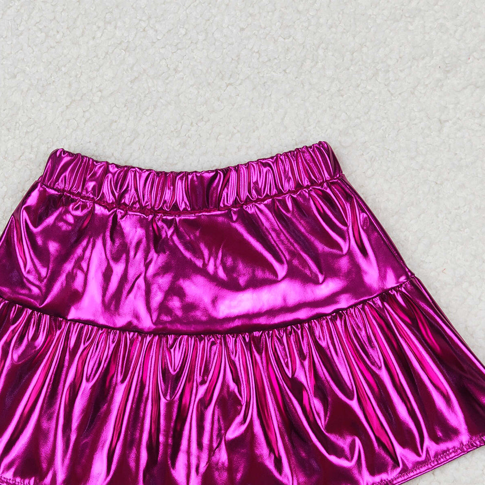 4.14 GLK0039 RTS NO MOQ Purple color patchwork kids girls summer skirt
