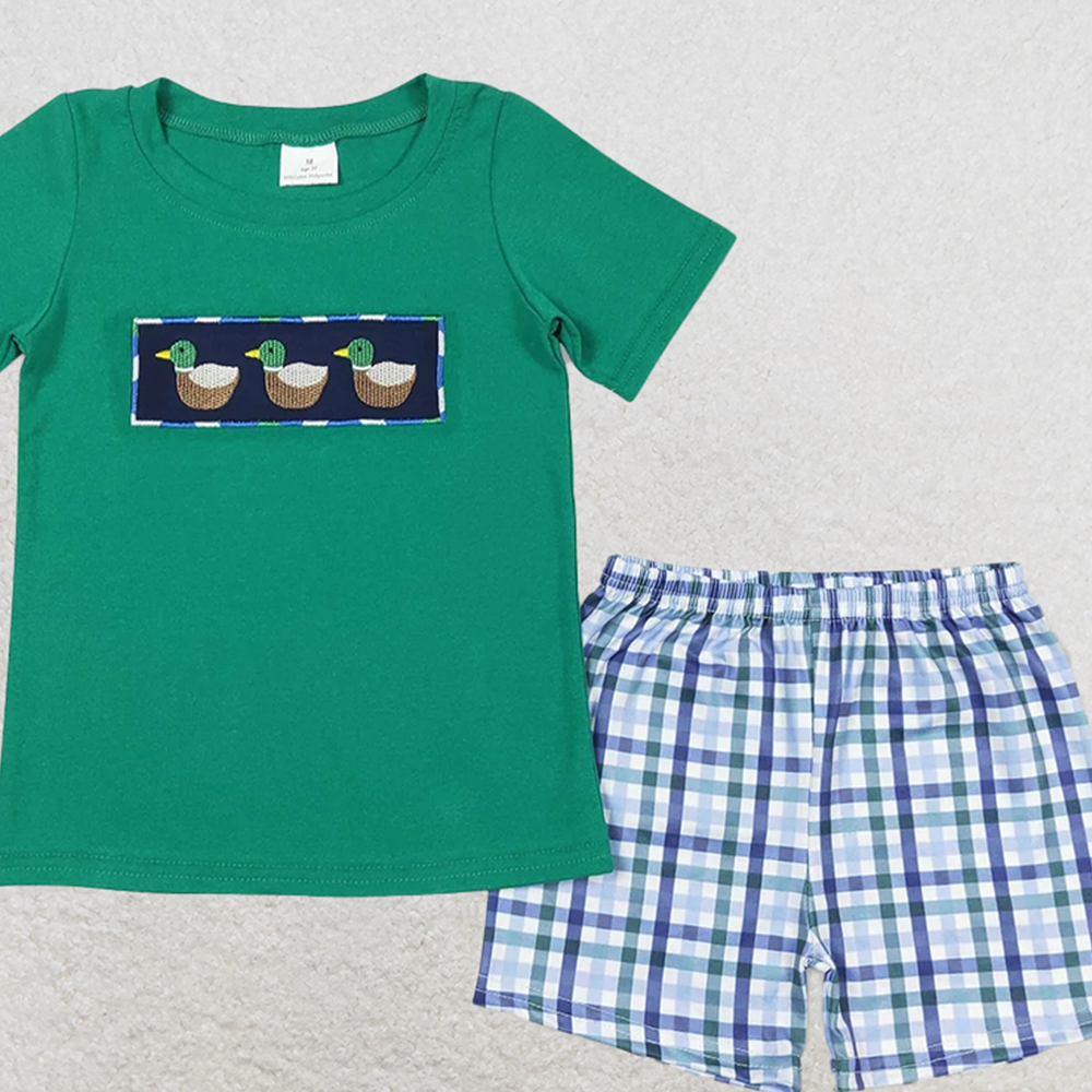 BSSO0589RTS NO MOQ Baby Boys Summer Boys Outfits Baby Boys Duck Short Sleeve Shirts Summer Shorts Clothes Sets