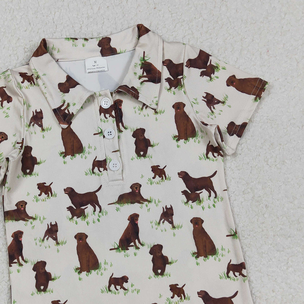 RTS NO MOQ （In stock）BT1299 Baby Boys Summer Tops Dogs Southern Hunting Button Pullovers Tops