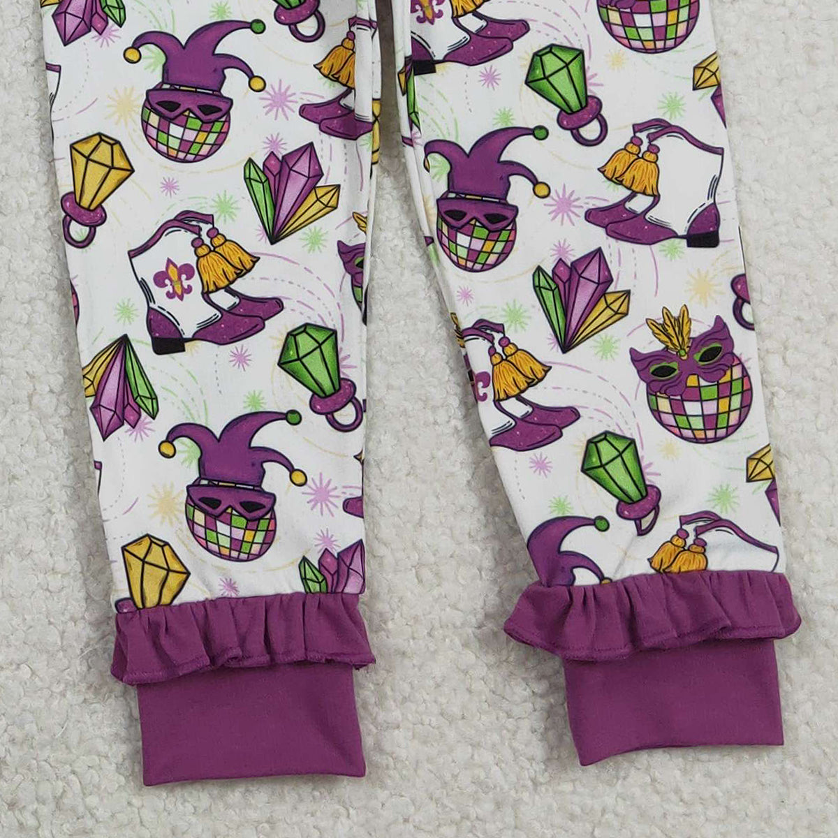 1.6 RTS NO MOQ （In stock）GLP2113 Baby Girls Mardigras Anchors Boots Button Top Pants Pajamas Sets