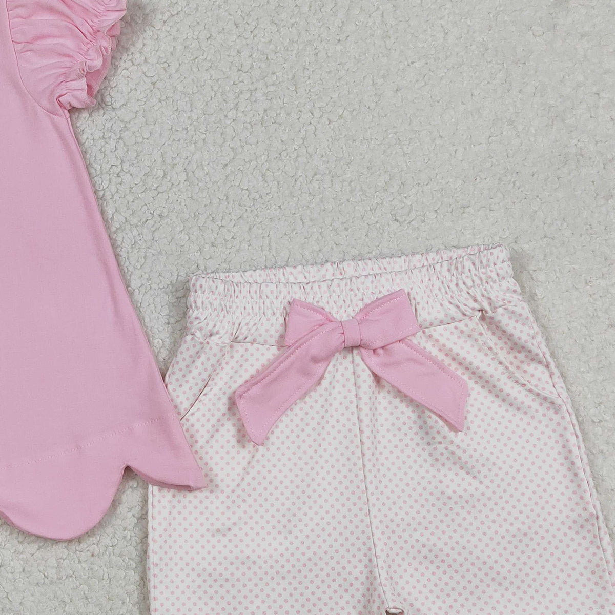 1.7 RTS NO MOQ （In stock）GSSO2829 Embroidery Rabbits Baby Girls Tunic Pockets Shorts Easter Clothes Sets