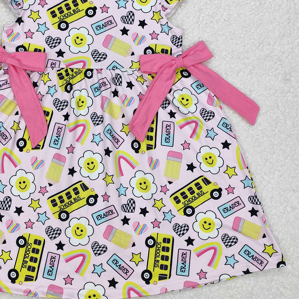 GSD1822New Rts No Moq 8-9 Days By Air Arrived it Flutter sleeves eraser pencil floral girls back to school dress