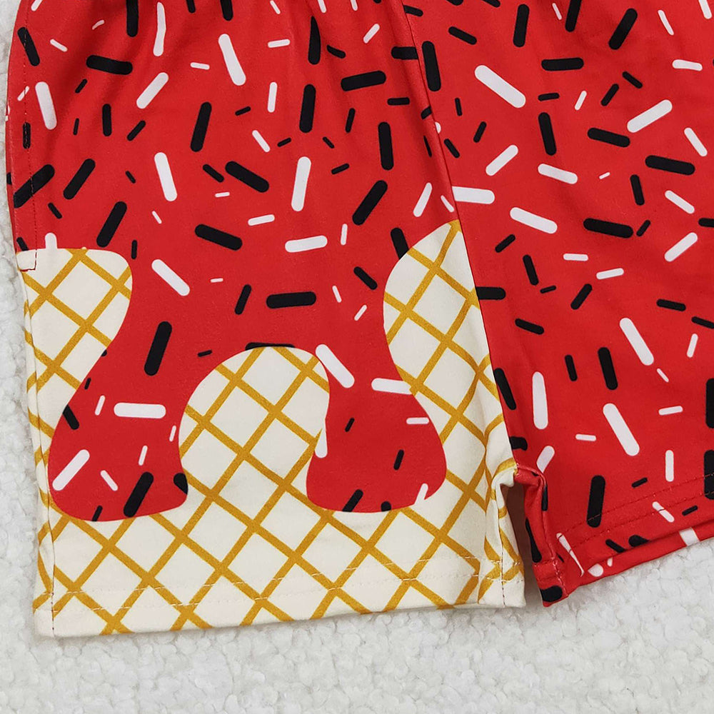 RTS NO MOQ （In stock）SS0637 Baby Boys Summer Shorts Red Drip Sprinkles Team Shorts Bottom