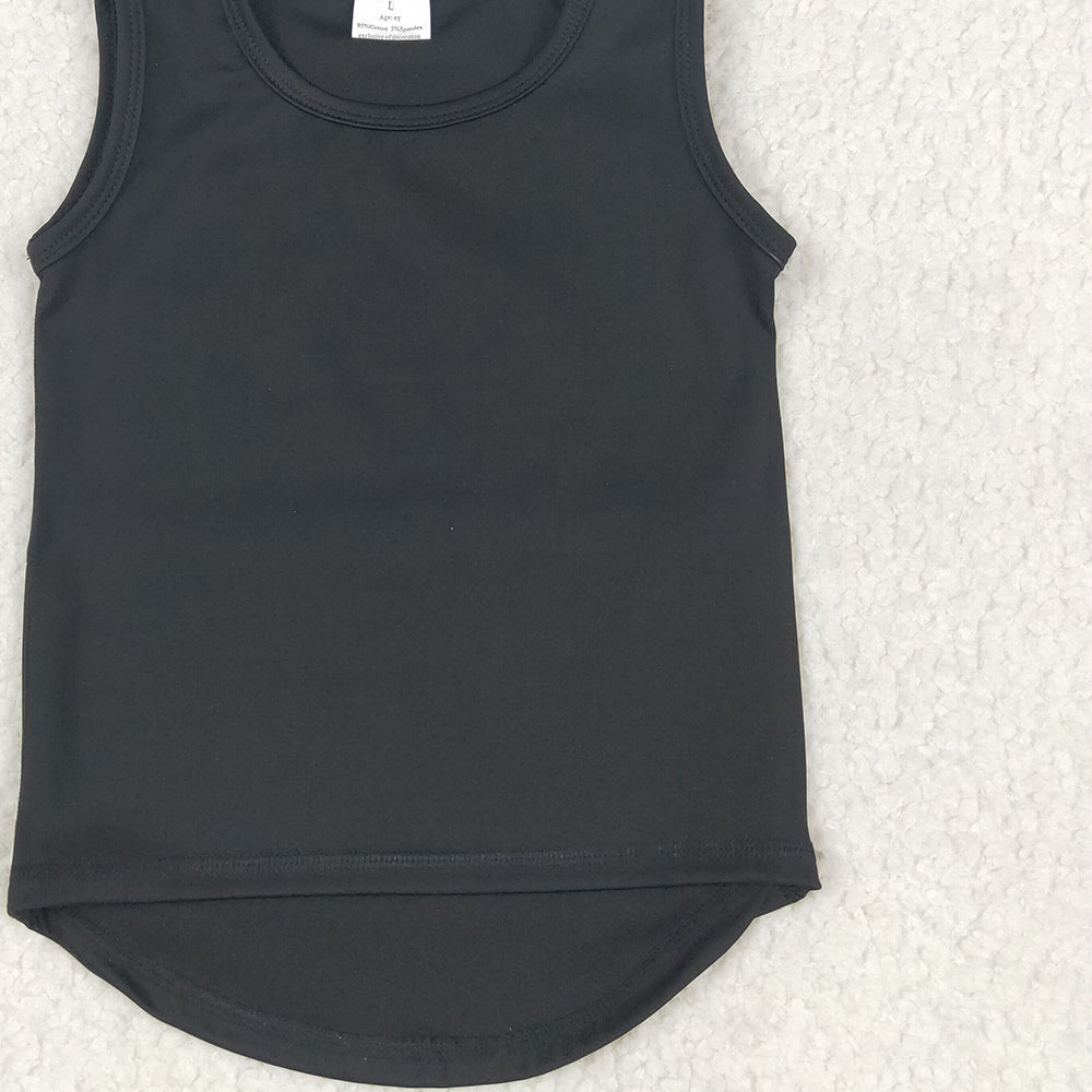 6.25 GT0987RTS NO MOQ Baby Girls Summer Yoga Tops  Baby Girls Black Sleeveless Vests Top