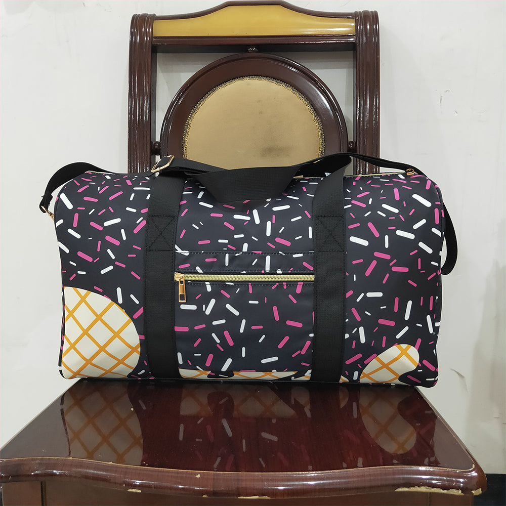 7.10  BA0303 RTS NO MOQ Baby Bags Black Ice Cream Drip Zipper Gym Bags