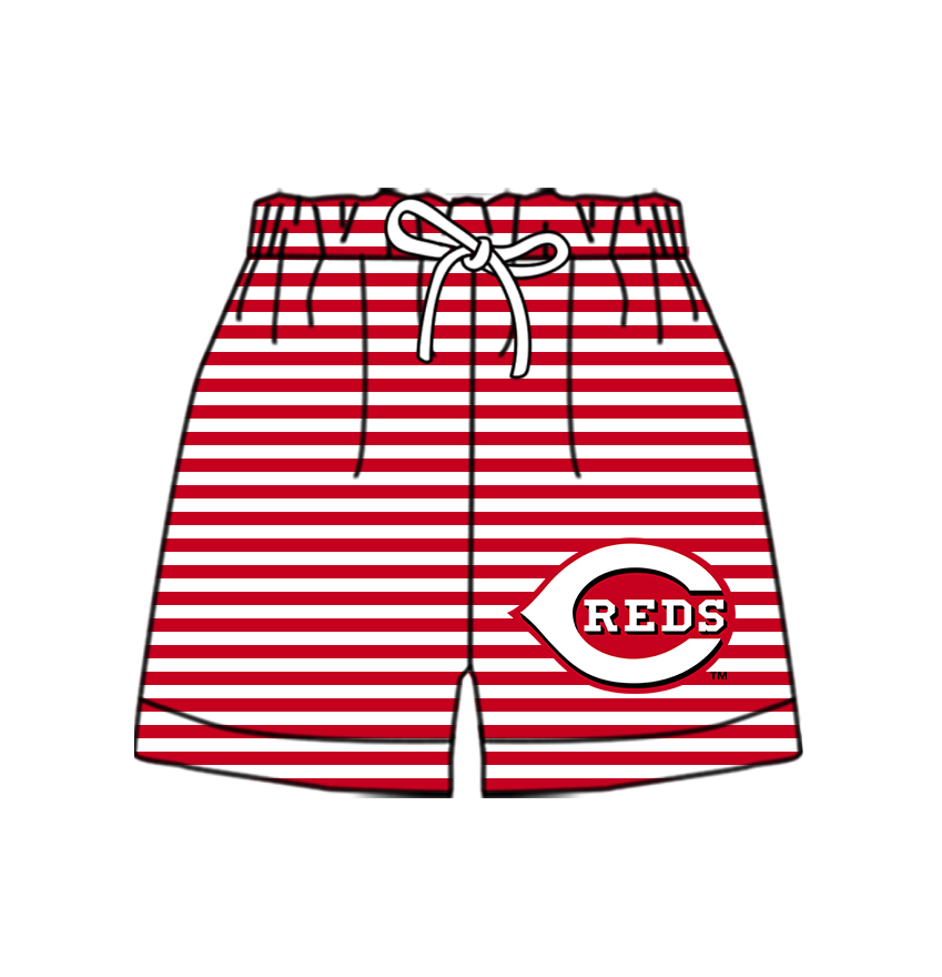 CUSTOM MOQ 5 Cute Comfortable Clothing For Kids Baby Kids Summer Dark Red Stripe Bottom Team Shorts