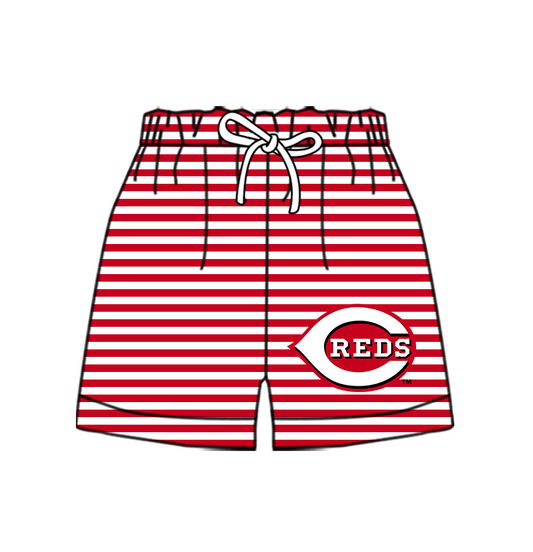 CUSTOM MOQ 5 Cute Comfortable Clothing For Kids Baby Kids Summer Dark Red Stripe Bottom Team Shorts