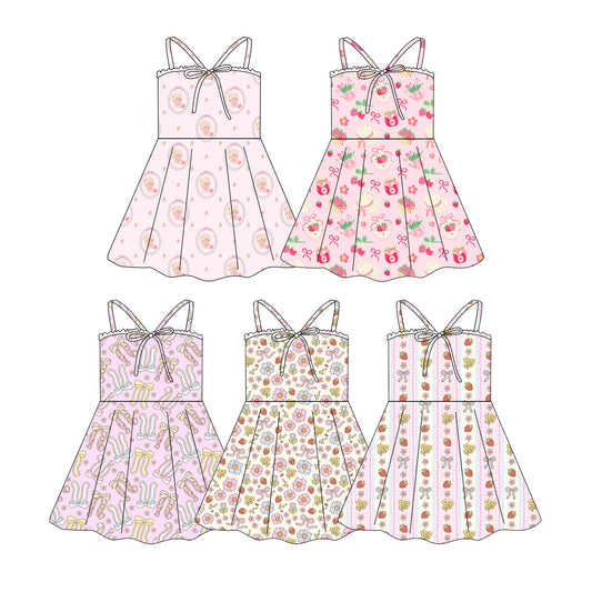 CUSTOM MOQ 5 Sibling Baby Girls Summer  sleeveless knee length Dress