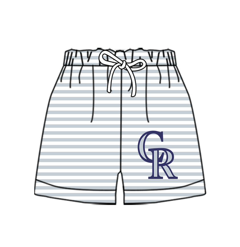 CUSTOM MOQ 5 Cute Comfortable Clothing For Kids Baby Kids Summer Gray CR Stripe Bottom Team Shorts