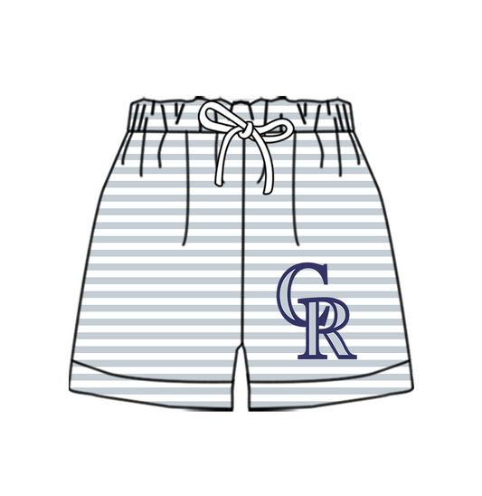 CUSTOM MOQ 5 Cute Comfortable Clothing For Kids Baby Kids Summer Gray CR Stripe Bottom Team Shorts