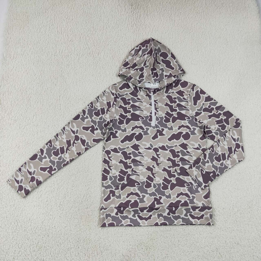 GT1707  RTS NO MOQ （In stock）Adult Men Southern Camo Zip Pocket Hoodies Top
