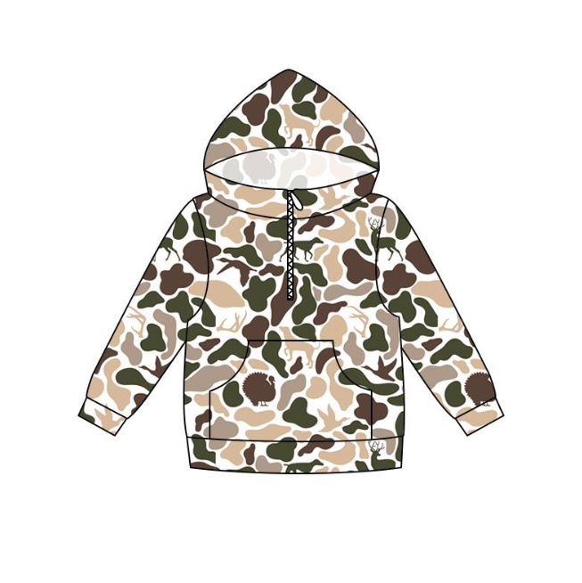 BT1852 Pre order No Moq No Moq Boys Fashion Camo Long Sleeve Zipper Pocket Hoodie
