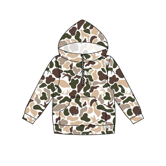 BT1852 Pre order No Moq No Moq Boys Fashion Camo Long Sleeve Zipper Pocket Hoodie
