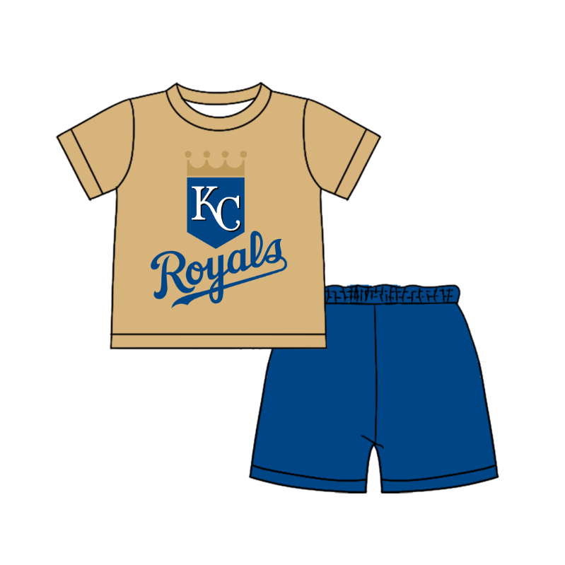 CUSTOM MOQ 5 Cute Comfortable Clothing For Boys Baby Boys Summer Khaki Top Shorts Clothes Sets