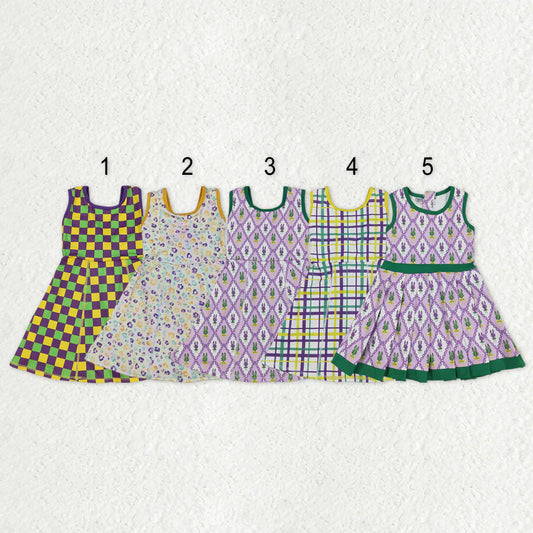 12.12 RST Sibling Baby Girls Sleeveless Mardigras Yoga Active Shorts Knee Length Dresses