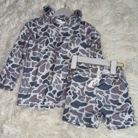 11.6 RST BT0922 + SS0140 Baby Boys Grey Camouflage Long Sleeve Hooded Tops Shorts Bottoms