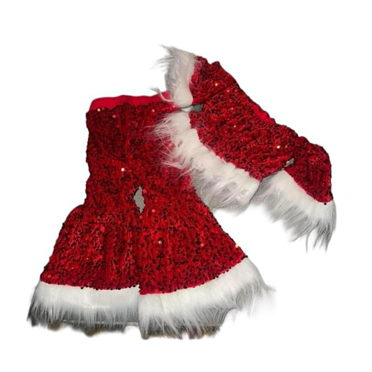 RTS Soft lining red sequin top match bell bottom pants girls Christmas clothing