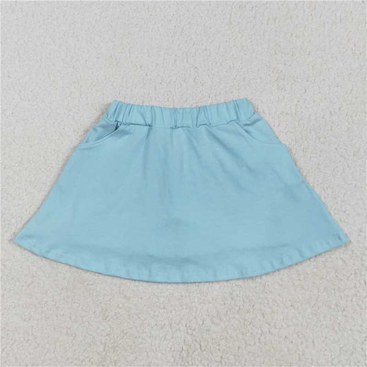 12.25 RTS NO MOQ （In stock）Matching GLK0065 Baby Girls Aqua Pocket Cotton Skorts Skirts
