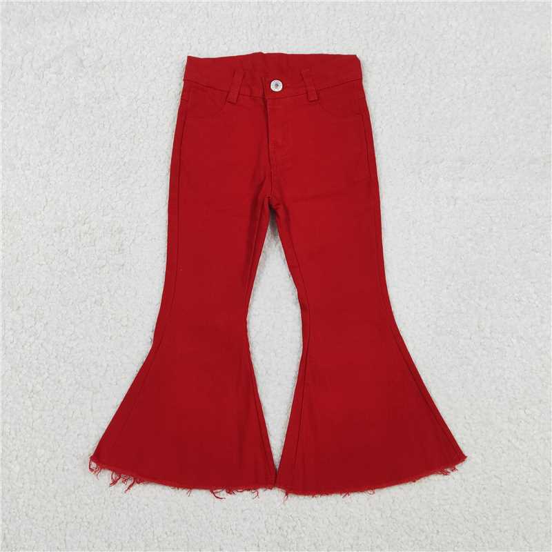 12.16 RST Sibling Baby Girls Red Bell Bottom Denim Pants Jeans