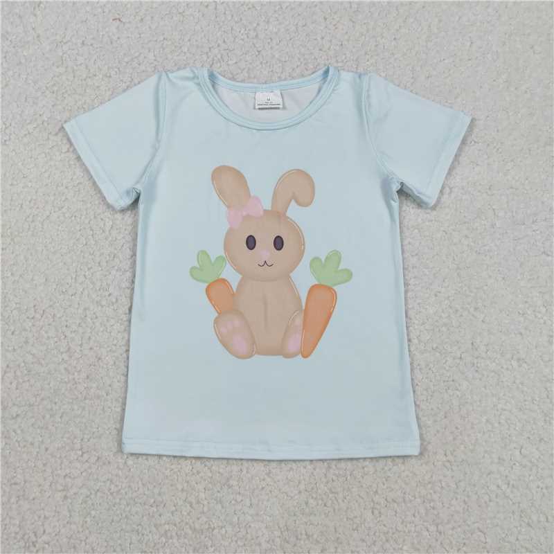 12.15 RST Sibling Baby Girls Short Sleeve Flowers Cross Rabbits Eggs Easter T-shirts Tops