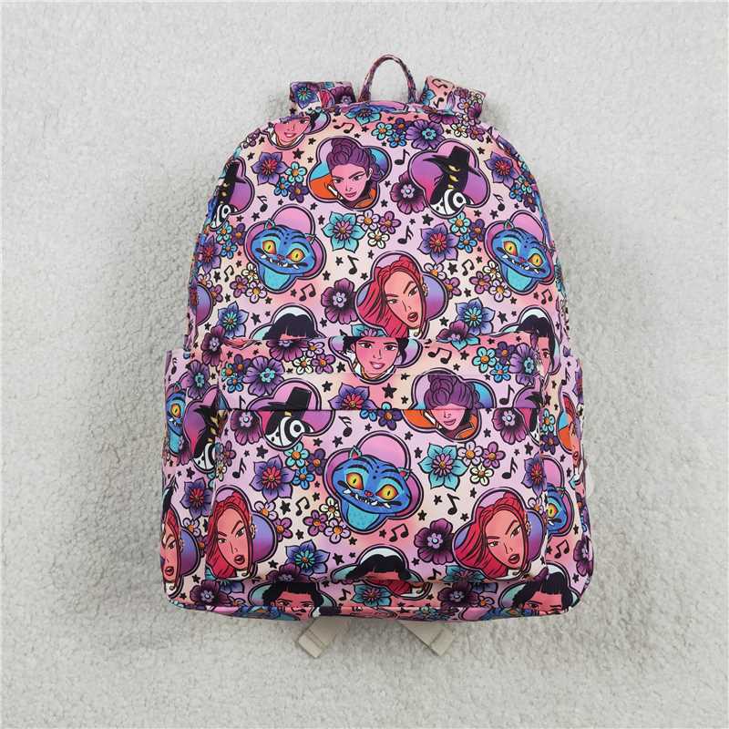 USA Warehouse (IN STOCK) BA0384 Purple floral tiger music hunter kids girls backpack
