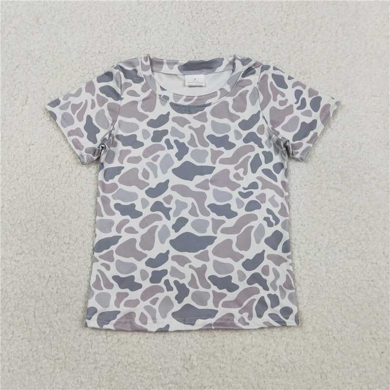 USA Warehouse (IN STOCK) BT1712 Baby Boys Short Sleeve Southern Light Grey Camo T-shirts Top