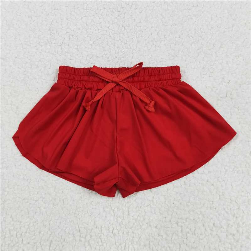 12.22 RTS NO MOQ （In stock）Matching SS0544 Baby Girls Red Skort Yoga Shorts Bottoms
