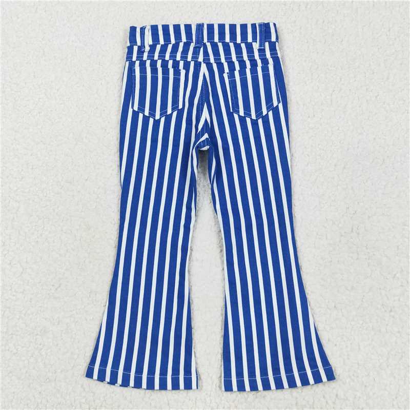 12.30 RTS Sibling Baby Girls Colorful Stripes Bell Bottom Denim Jeans Pants