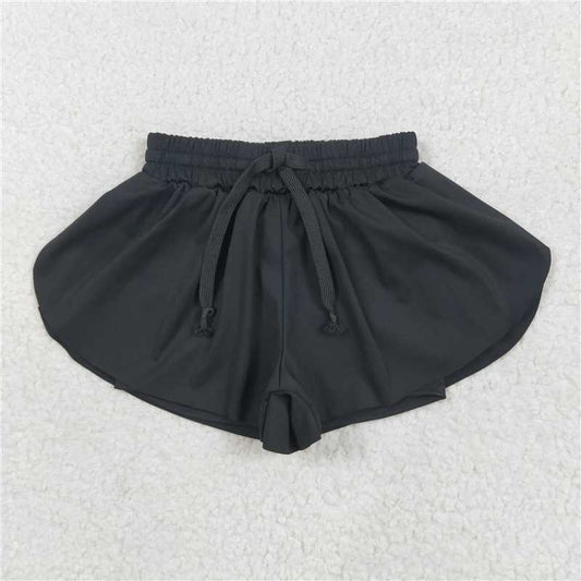 12.22 RTS NO MOQ （In stock）Matching SS0551 Baby Girls Black Yoga Skort Shorts Bottoms