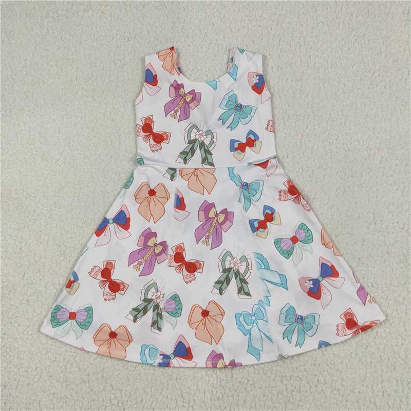 12.17 RTS NO MOQ （In stock）Matching GSD2049 Baby Girls Colorful Hero Bows Athletic Active Wear Knee Length Dresses