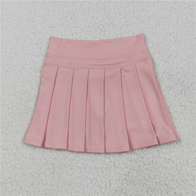 12.24 RTS NO MOQ （In stock）Matching GLK0078 Baby Girls Pink Yoga Pleated Active Wear Skirts