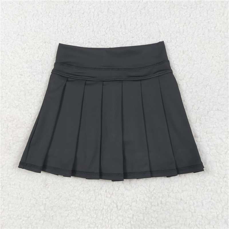 12.24 RTS NO MOQ （In stock）Matching GLK0087 Baby Girls Black Yoga Active Wear Pleated Skirts