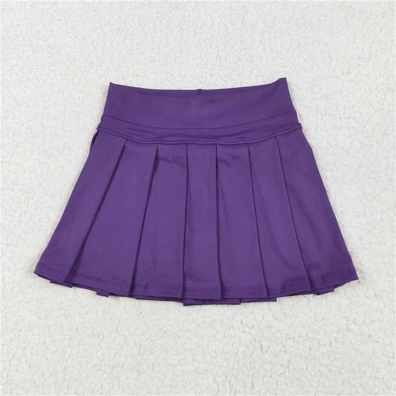 12.24 RTS NO MOQ （In stock）Matching GLK0086 Baby Girls Purple Yoga Pleated Active Wear Skirts