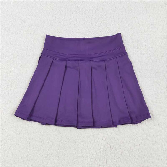 12.24 RTS NO MOQ （In stock）Matching GLK0086 Baby Girls Purple Yoga Pleated Active Wear Skirts