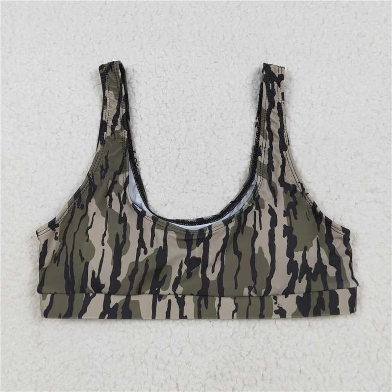 USA Warehouse (IN STOCK) S0563+S0564 Grey camo adult women summer swim clothes sets