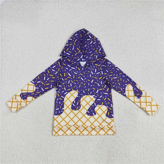 11.3 RTS NO MOQ （In stock）Matching  BT1276 Baby Boys Purple Sprinkles Drips Team Hoodies Tops