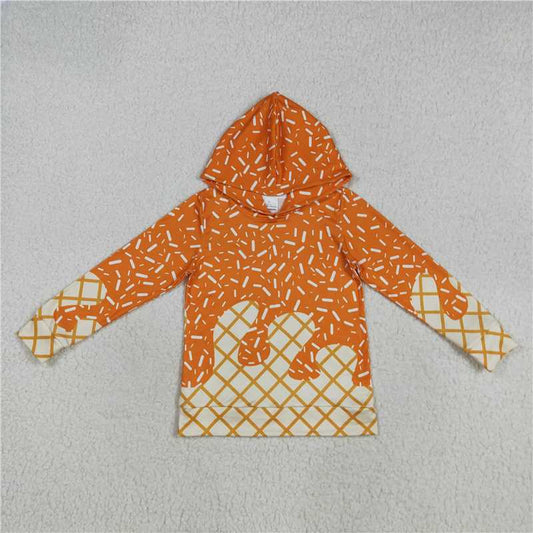 11.3 RTS NO MOQ （In stock）Matching BT1274 Baby Boys Orange Sprinkles Drips Team Hoodies Tops
