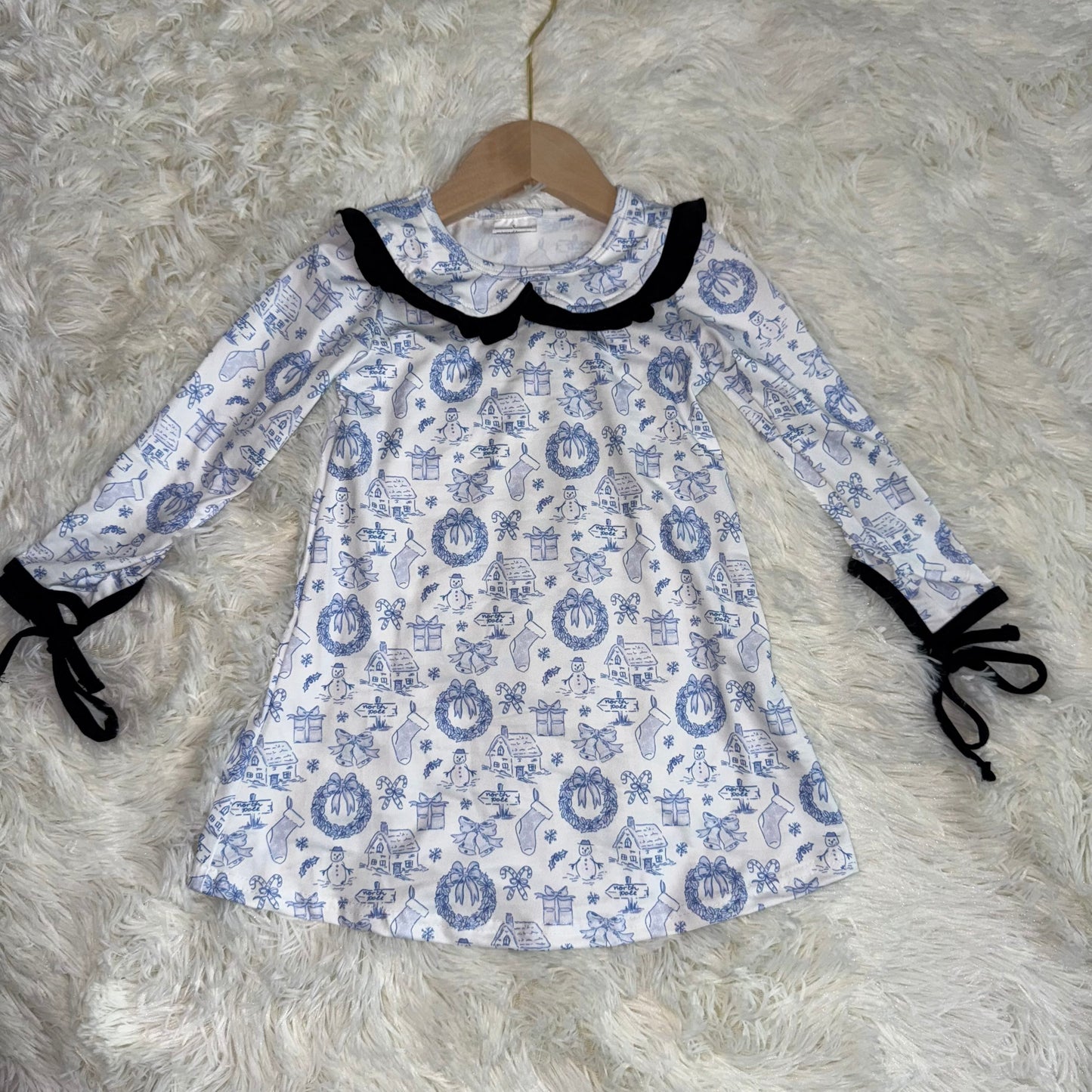 11.11 RST GLD1346Baby Girls Snowmen Holly Christmas Collar Knee Length Dresses