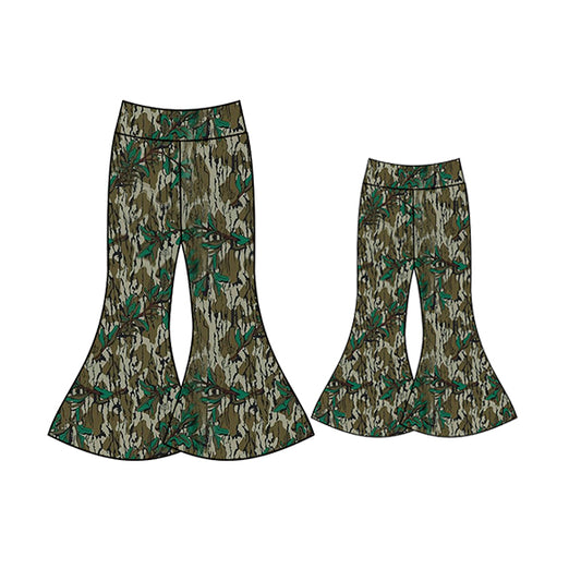 Baby Girls and Adults women Bottomland Camo Trees Yoga Bell Pants Preorder