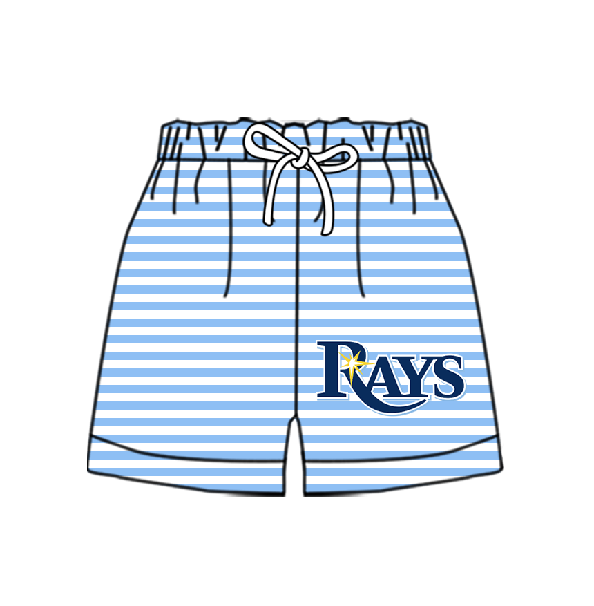 CUSTOM MOQ 5 Cute Comfortable Clothing For Kids Baby Kids Summer Blue RAYS Stripe Bottom Team Shorts