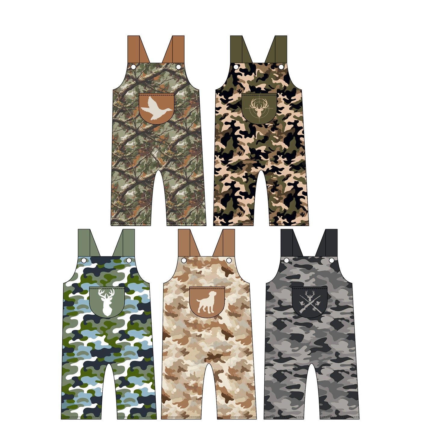 4.21 Pre order No Moq Baby Boys Strap Duck Leaves Camo Pant Hunting Jumpsuits