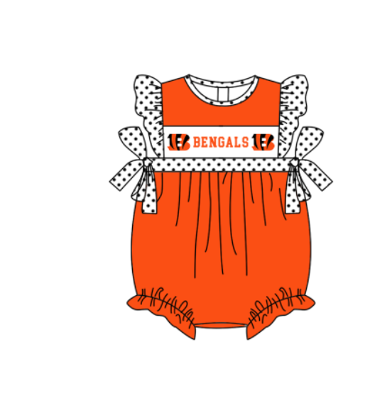 CUSTOM MOQ 5 Sibling Baby Kids Orange Polka Dots Top Shorts Clothes Set Knee Length Dress Rompers
