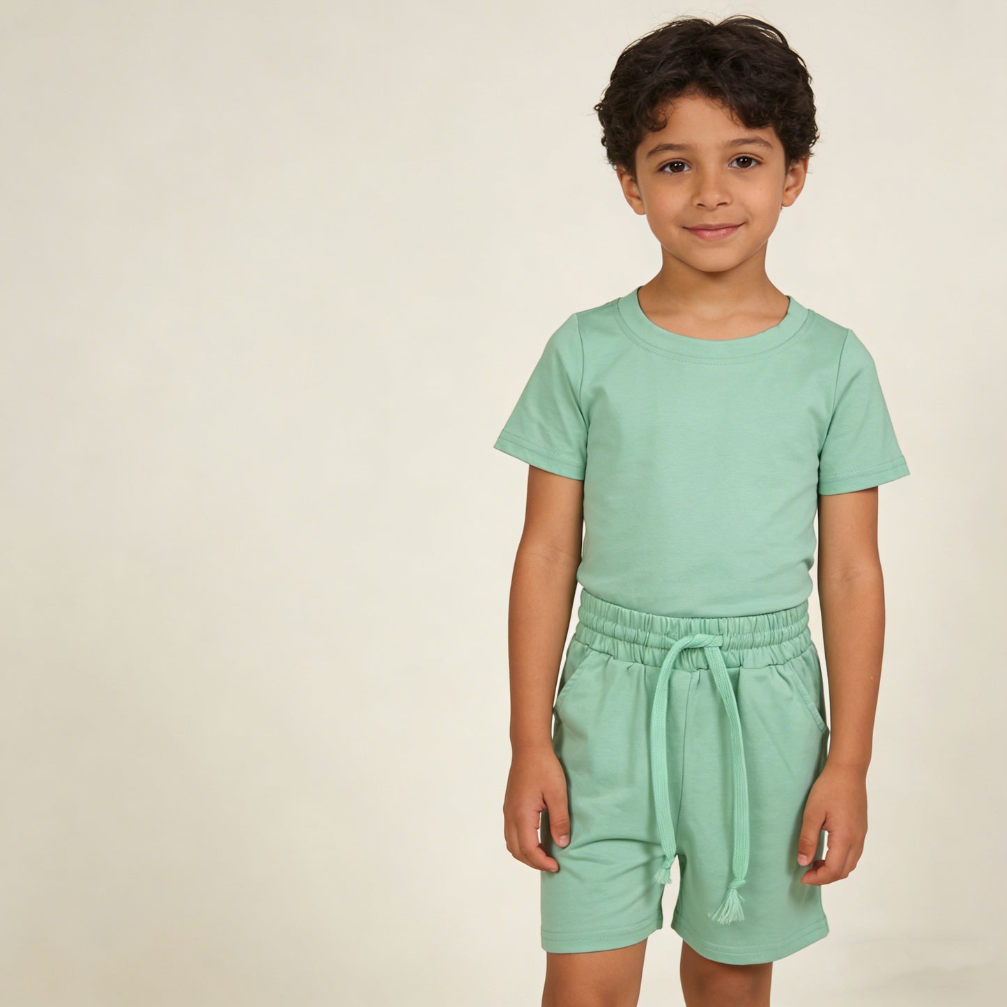 4.2 BSSO1886 RTS NO MOQ （In stock ）Short sleeves mint cotton top pocket shorts boys outfits