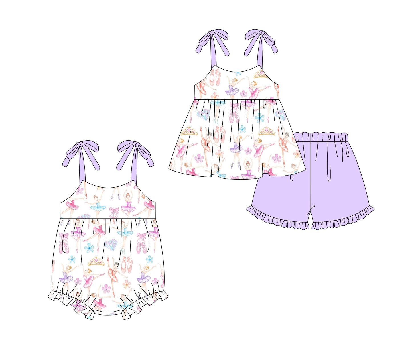 Kids Girls Dance Outfits Straps Tunic Ruffle Shorts Set Cute Dancewear for Little Girls