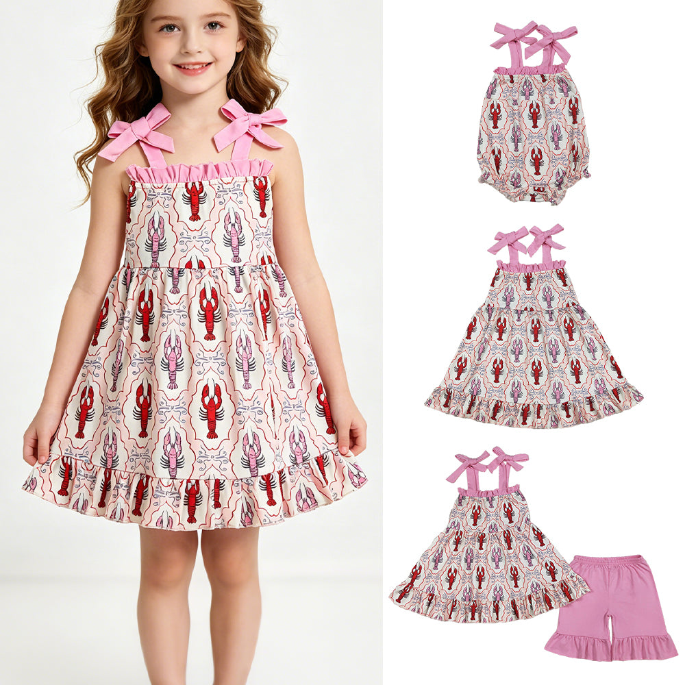 RTS Sibling Adjustable straps crawfish tunic shorts girls outfits girls dress and romper