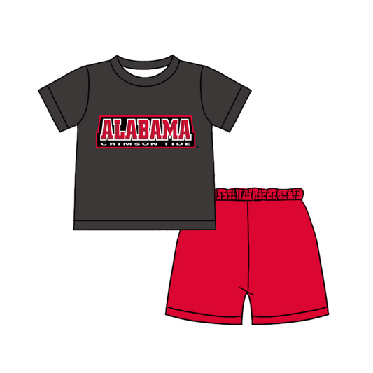 CUSTOM MOQ 5  Cute Comfortable Clothing For Boys Baby Boys Summer Dark Gray Top Shorts Clothes Sets