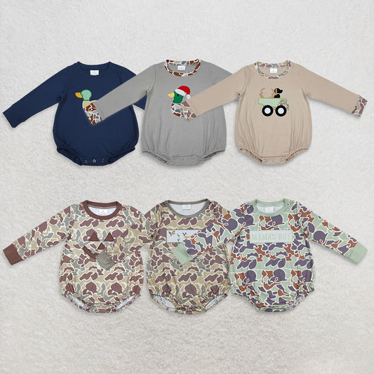 USA Warehouse (IN STOCK)  Baby Boy Mama's Boy Duck Deer Camo Long Sleeve Romper Comfortable And Stylish Infant Clothing