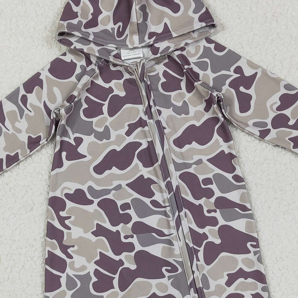 11.12 RTS NO MOQ （In stock）LR2811 Baby Boys Southern Grey Camo Hoodie Two Way Converbitle Rompers