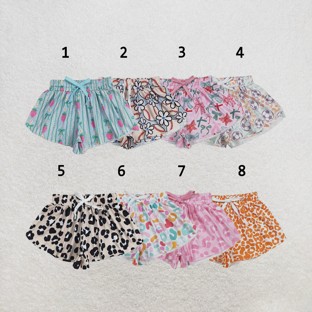 RTS Sibling Baby Girls Colorful Bows Leopard Skorts Ruffle Summer Shorts Bottoms